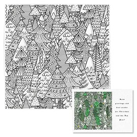 Christmas Trees Background Clear Stamps for Card Making and Photo Album Decorations, Comic Pine Forest Transparent Rubber Stamps Seal for DIY Scrapbooking
