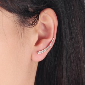 CiNily Opal Earrings, Ear Cuffs Climber Earrings for Women Hypoallergenic, 14K Rose Gold Cartilage Earrings Crawler Stud Earrings Dainty Trendy Jewelry Fashion Earring Birthday Gift for Women