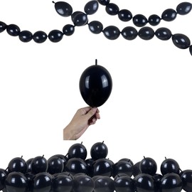 Link Balloons, 100Pcs 6inch Small Black Latex Balloons Quick Linking Needle Tail Balloons Connected for Birthday/Wedding/Baby Shower Decoration (black, 6")