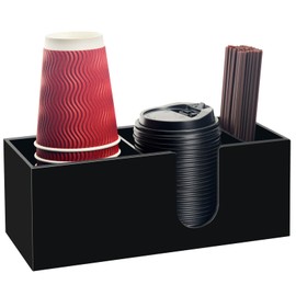 Beitiny Coffee Cup Holder for Countertop, Acrylic Coffee Bar Accessories and Organizer, Black Coffee Station Organizer Farmhouse Table Decor