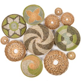 12 Pcs Boho Wall Decor, Bohemian Decor Wall Baskets, Above Bed Wall Decor, Boho Wall Art, Baskets For Decor, Wicker Wall Decor, Rattan Wall Decor, Boho Farmhouse Decor, Boho Bedroom 14 In