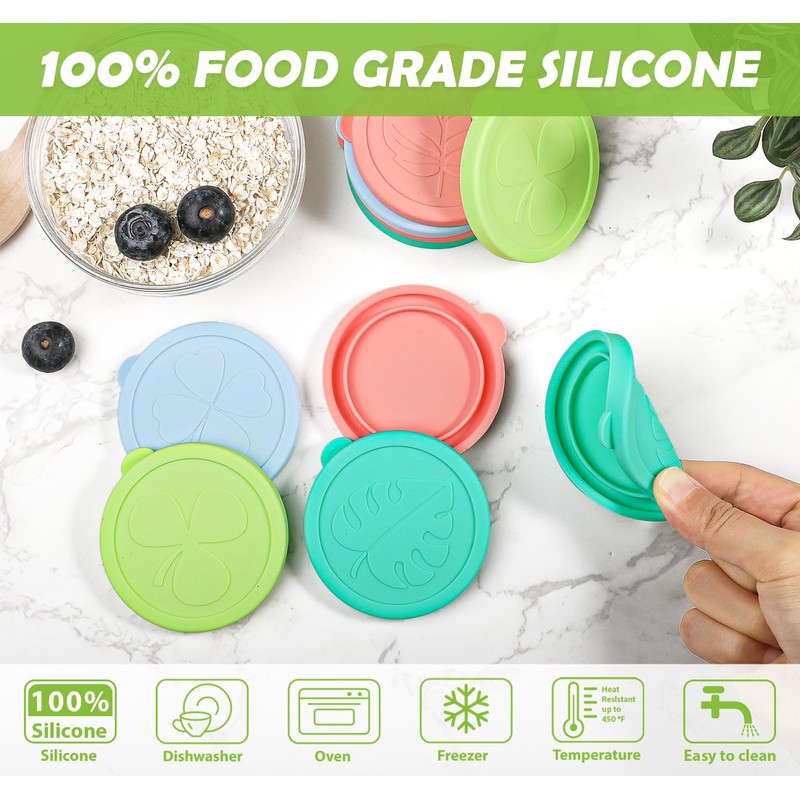 Kamehame Oui Yogurt Jar Lids, 12 Pack Silicone Colorful Cover