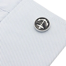 ブラック アンカー イカリ カフス & タイピン セット カフスボタン ネクタイピン n02265