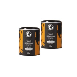 Pepperworld Nepalese Szechuan Pepper Set, Fruity Spice Pepper from Timut in Medium Sharp, Whole Pepper Grains with Stem, 2 x 35 g