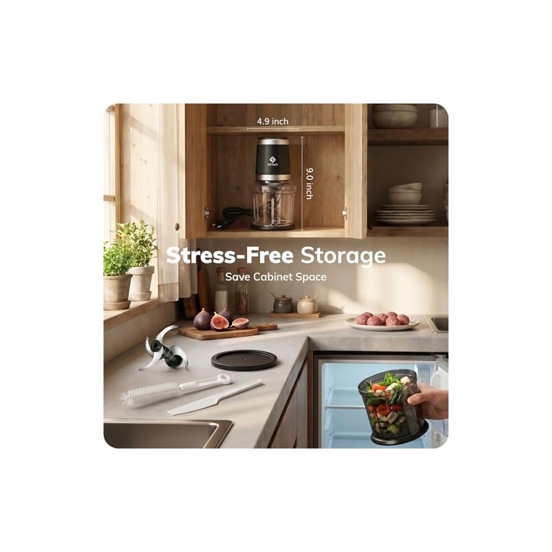 Food Processor Set: 2-Speed Food Chopper with Two 4 Cup