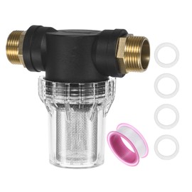 M METERXITY Water Pump Strainer with 2Pcs Brass Connector, 1 Inch Pipeline Filter for Garden Hose Outdoor RV Water Tank Pressure Washer Inlet (20 Mesh)[Black]