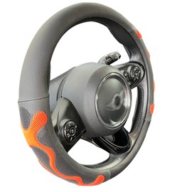PINCTROT Large Size Comfy Grip Steering Wheel Cover, Anti-Slip Design, 15.5-15.75 Inch(Silicone Orange)