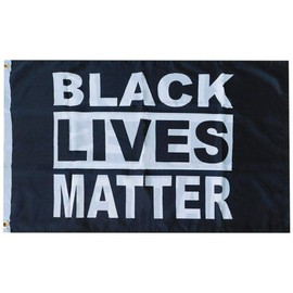Trade Winds Black Lives Matter BLM Black White Middle Bar Premium Quality Heavy Duty Fade Resistant Double Sided 100D Woven Poly Nylon 3x5 3'x5' Flag Banner Grommets (RUF)
