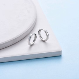 Sterling Silver Hoop Earrings for Women Men, Small Huggie Hoop Earrings Set of 3 | Hypoallergenic Silver Hoops Cartilage Earring Jewellery Gifts for Ladies Girls Birthday Graduation, 8/10/12mm Hoops