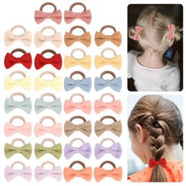 Toddler Hair Ties 2 Inches Cute Hair Bows for Girls 30 Pcs No Damage Elastic Hair Ties Girl Hair Accessories