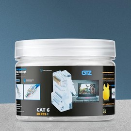 GTZ Conectores Pass Through RJ45 Cat6 - Paquete de 50 | Modular Plug para Cable de Ethernet UTP Sólidos o Trenzados