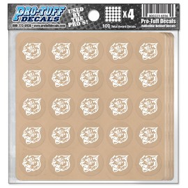 Cougar Award Decals Thick mil Vinyl 1-1/8" Diameter (100 Decals) Professional-Grade Football Hockey Baseball Softball Lacrosse (White on Clear)