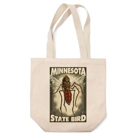 Lantern Press Mosquito, Minnesota State Bird (100% Cotton Canvas Reusable Tote Bag)
