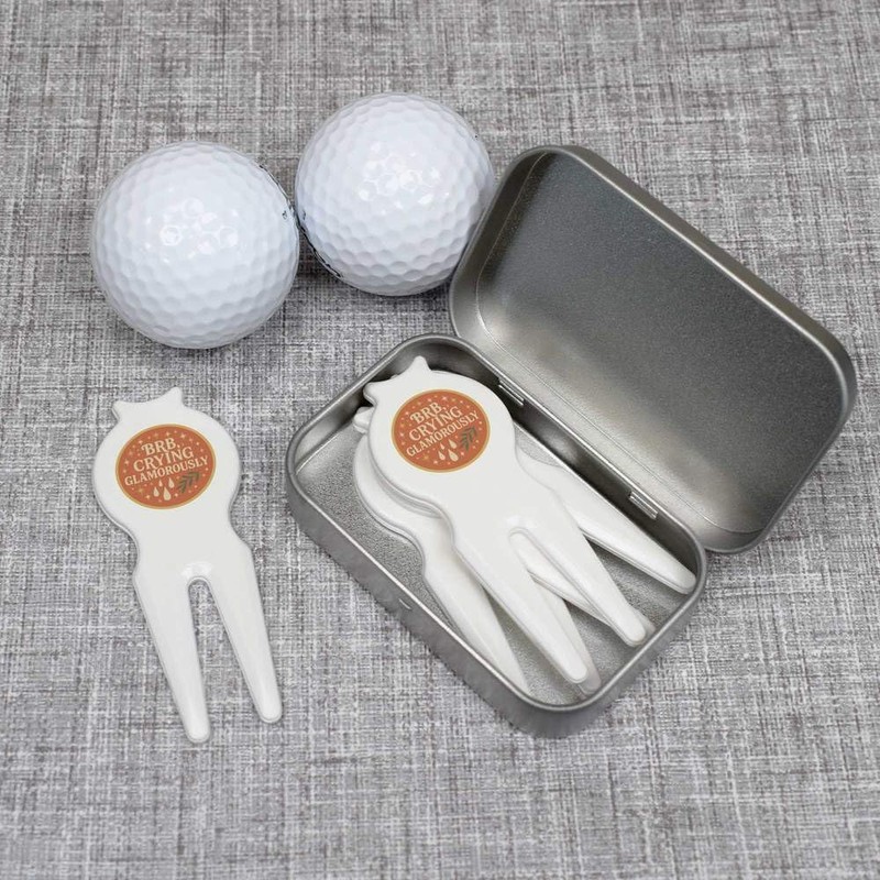 Azeeda 'BRB Crying Glamorously' Golf Divot Tool/Repair Fork Gift Set