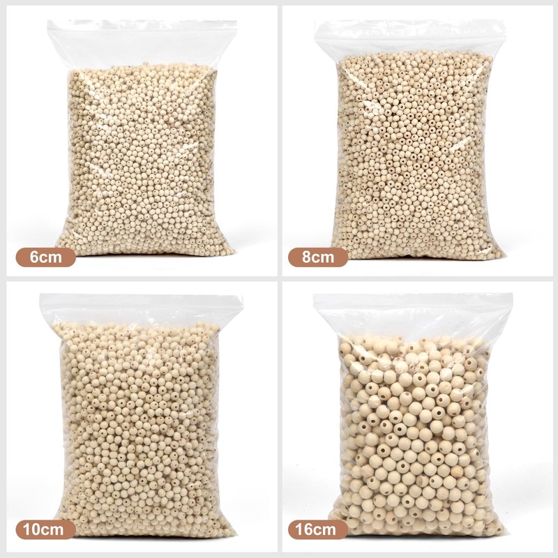 Natural Wood Beads Bulk Unfinished Round Wooden Beads for Jewelry