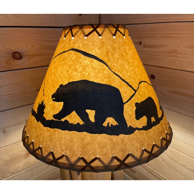 Rustic Oiled Kraft Laced Bear Lamp Shade - 14"