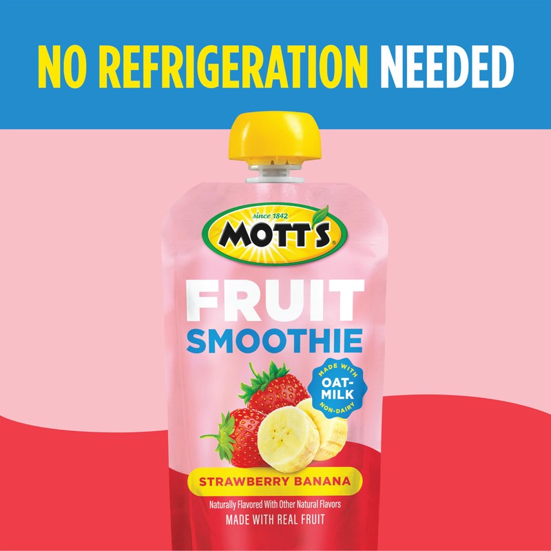 Mott’s Fruit Smoothies Strawberry Banana, 4.2 oz Clear Pouches, 24