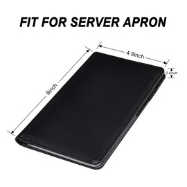 Server Books for Waitress - Leather Waiter Book Server Wallet with Zipper Pocket, Cute Waitstaff Organizer with Money Pocket Fit Waitress Apron（Classic Black）