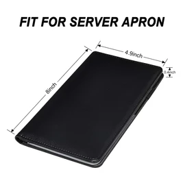 Server Books for Waitress - Leather Waiter Book Server Wallet with Zipper Pocket, Cute Waitstaff Organizer with Money Pocket Fit Waitress Apron（Classic Black）