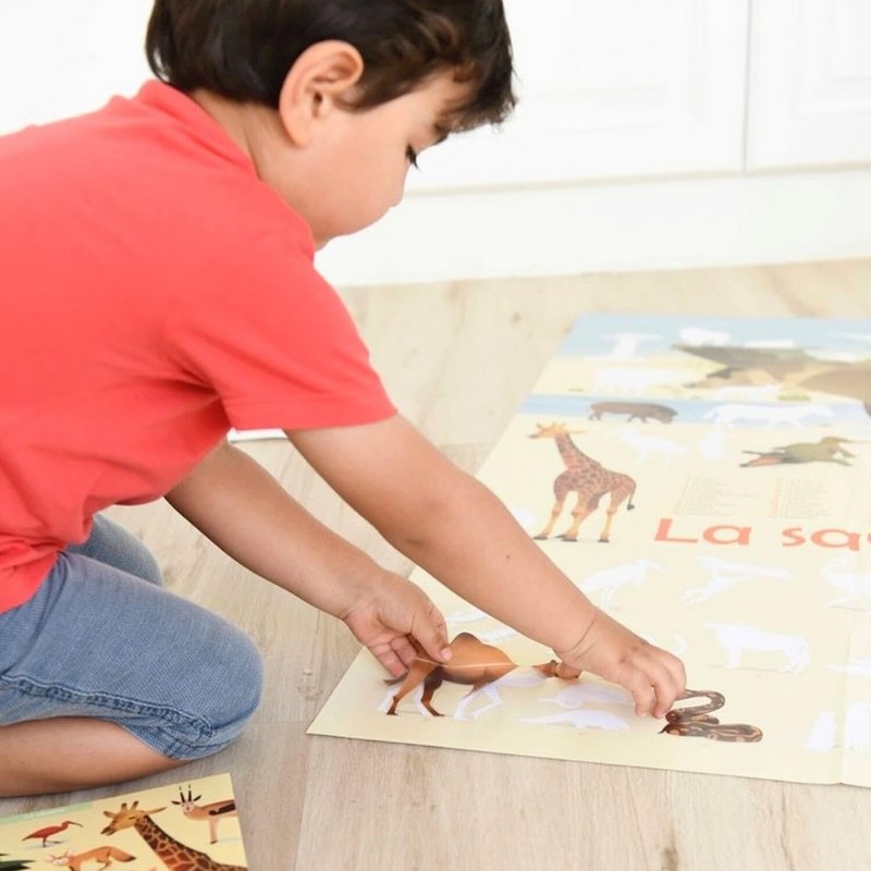 POPPIK Sticker Poster, Savannah, Interactive Educational Poster with Removable Stickers,