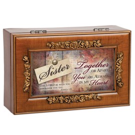 Cottage Garden Sister Rich Walnut Finish Petite Rose Petite Music Box Plays Amazing Grace