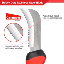 Goldblatt Stainless Steel Roofing & Flooring Knife - Linoleum Cutter with Soft-Grip Handle, Hook Knife for Cutting Carpet, Cable Skinning, Wallpaper, Turf
