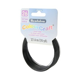 Beadalon ColourCraft Wire, 26 Gauge / 0.40 mm, Black Color Color, 27.4 m / 30 yd Coil