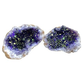 Steinfixx - Geode Pairs Dyed 6-7 cm I 7 Different Colours I Already Cracked I Lucky Geodes I Surprise Geodes (Titanium Purple)