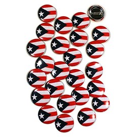 Puerto Rico Flag Pinback Buttons - 1.5 Inch Round - 25 Pack