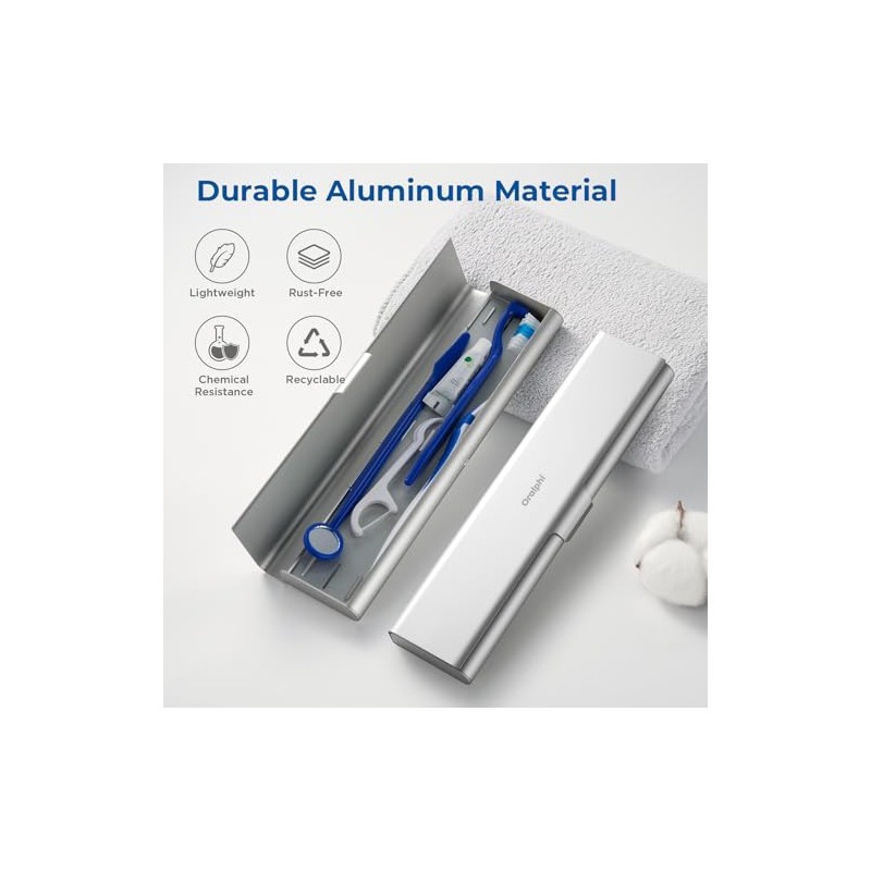 Estuche de aluminio para cepillos de dientes, plata, Breite Version,