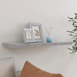 TREATLIFE HOME Stylish Floating Wall Shelf in Concrete Gray, Displaying Books and Collectibles, 31.5" x 9.3" x 1.5"