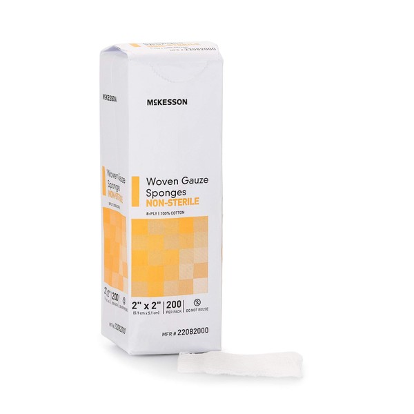 McKesson Medi Pak 2X2 Gauze Sponge 8Ply 100% Cotton Nonsterile Non Adherent - Pack of 200