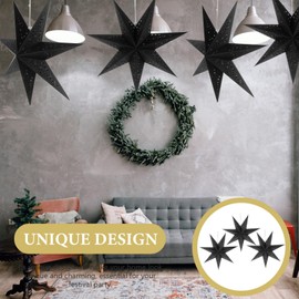 LIOOBO Black Paper Star Lantern: 3D Stars Lantern, 3 Pack 20in Hanging Stars, Xmas Large Star, Christmas Party Supplies