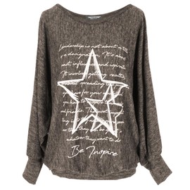 Emma & Giovanni - Pullover / Sweatshirt Loose Fit with Star Print - Women, brown