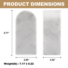 Koville Italian Carrara Marble Bookends for Shelves, Decorative Book Ends, 7lbs Heavy-Duty Marble Book Holders, Bookshelf Apartment Decor for Normal Books/CD/Video Games
