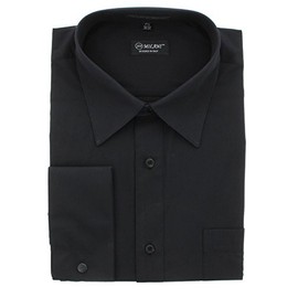 Milani Men's Dress Shirt with French Cuffs 17.5", 36/37 Black