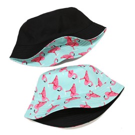 Umeepar Unisex Reversible Packable Bucket Hat Sun Hat for Men Women (Flamingo Mint Blue)