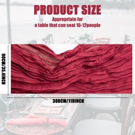 lqwidyf Gauze Table Runner, 10ft Thin Cheesecloth Table Runner, Party Table Decorations (35 inches Wide x 118 inches Long) for Holiday Parties, Weddings, Burgundy