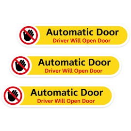 Automatic Door Sticker, 3-Pack (5 × 1 in) Waterproof, Glossy Permanent Vinyl Car Stickers for Sliding Car Door, Taxi Auto Doors, Do Not Touch Driver Opens Sign