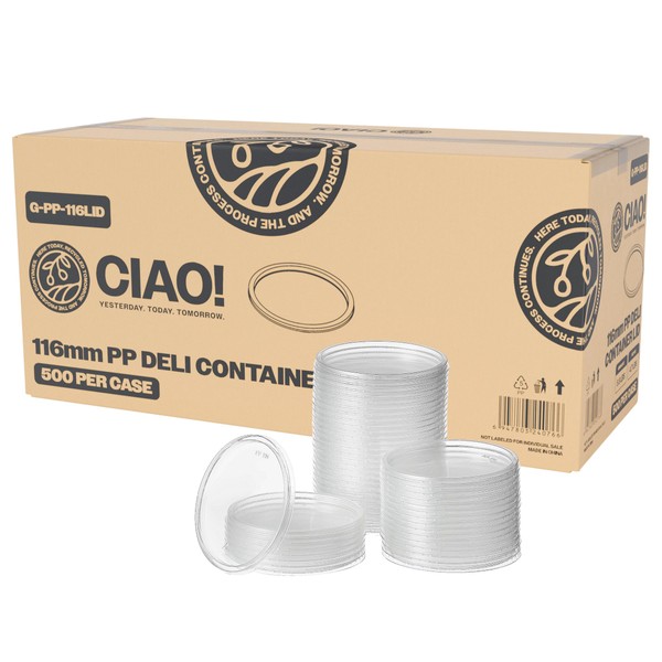 CIAO! 116mm Diameter Polypropylene Clear Lids, Designed and Fit for