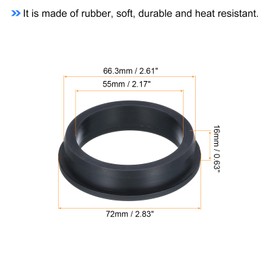 QUARKZMAN T Type Rubber Grommet Holder Diameter 66.3mm Inner Diameter 55mm Seal Protector Flexible Hole Plug for Cable Pipe Black
