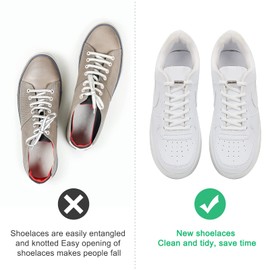 Fishing Fun 2 Pairs of Premium Elastic Shoelaces, Shoe Laces with Metal Capsules Without Tying Lazy Shoelaces Without Ties for Runners, Children, Elderly, 105 cm Length, White