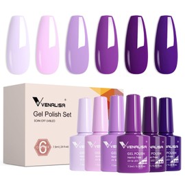 VENALISA Purple Gel Nail Polish 6 Colors Purple Gel Polish Set Soak Off UV Gel Salon Nail Art DIY at Home Manicure