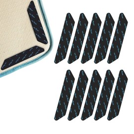 huiyoujiu 10 Pcs Rug Gripper - Washable Carpet Grippers, Anti-Slip Rug Pads Grippers, Strong Sticky Rug Grips for Marble, Wooden, Tiled Floors, Stops Curling and Bunching (Black)