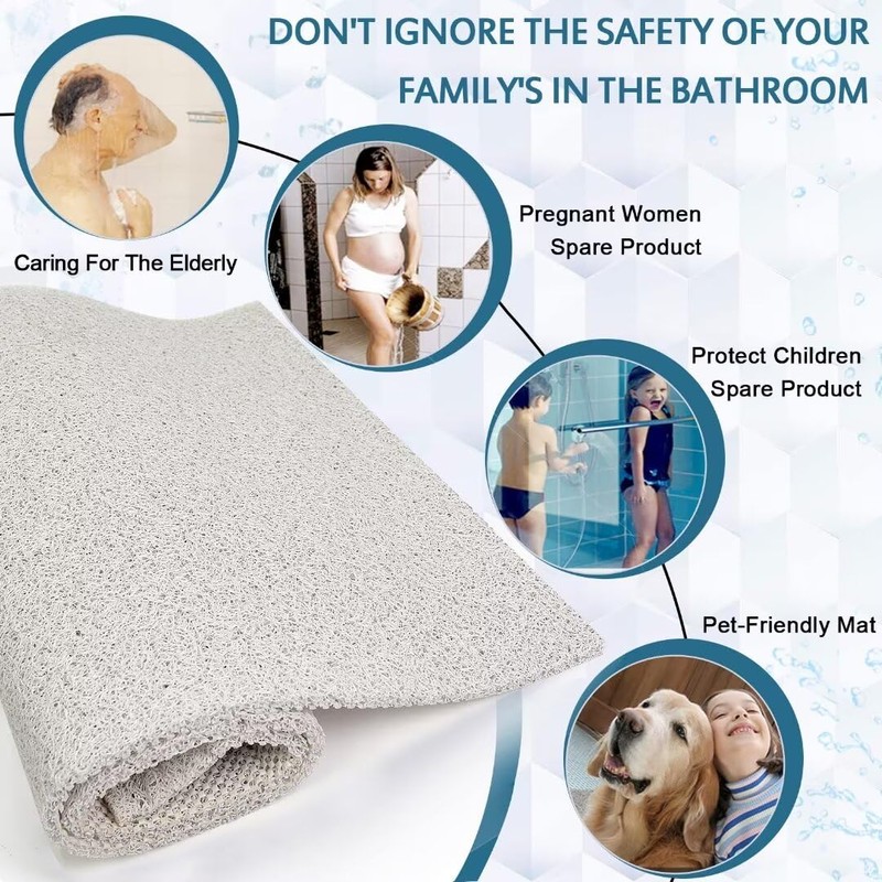 Shower Mats Non Slip Without Suction Cups, 17.1×59 Inch, Bath