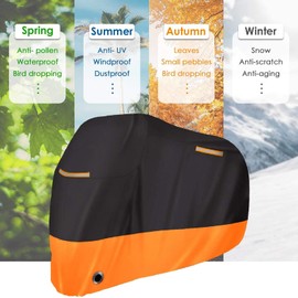 Motorcycle Cover Waterproof Outdoor Sun Protection Durable Motorcycle Accessories Scooter Cover Fits up to Motors Bikes Scooters for Honda, Yamaha, Suzuki, Harley, Kawasaki (104.5in(265cm))