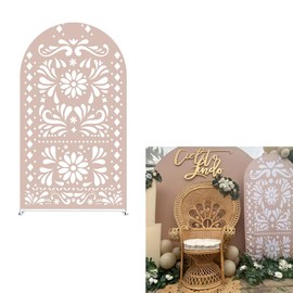 Beige Cielito Lindo Arch Backdrop Cover Mexican Theme Fiesta Wedding Birthday Party Decorations Arch Spandex Covers Baptismx Baby Shower Parties (4x7.2ft,G-3738)