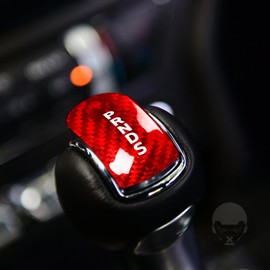 UOADA Black Gear Shift Head Knob Cover Compatible with Ford Mustang 2014 2015 2016 2017 2018 Hard Carbon Fiber. (Red)