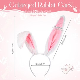 Mumucove Easter Bunny Costume Accessories Woman Set Bunny Ears Tail Gloves Bow Tie Bunny Rabbit Adult Costume(White and Pink)