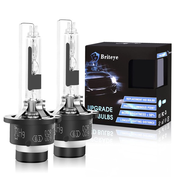Briteye Headlight D2R HID Bulbs 6500K Compatible with Vehicle Inspection